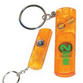 Orange Light Up Whistle Keychain with Compass & Red LED
